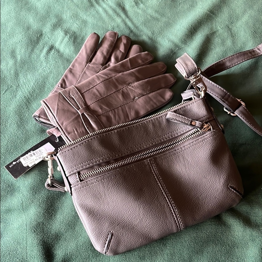 Elegant Gray Leather Crossbody Bag